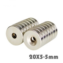 Магнит N35 20x5 отв. 5мм