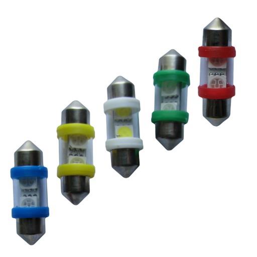 Автолампа салонная SV8.5 (C5W) - 12V 0.48W 2x5050 35мм зеленая