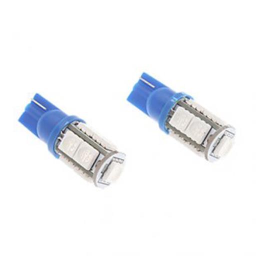 Автолампа T10 - 12V 2.16W пл/цок 9x5050 синяя