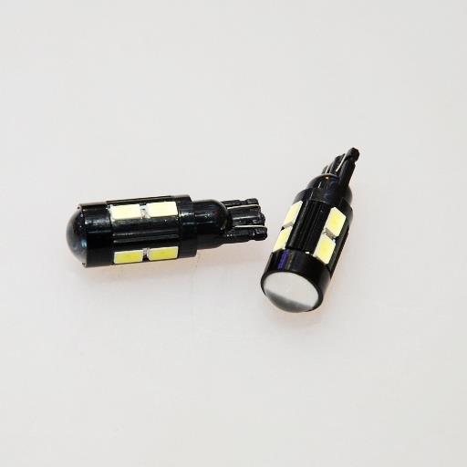 Автолампа T10 - 12V  2W 10х5630 белая линза