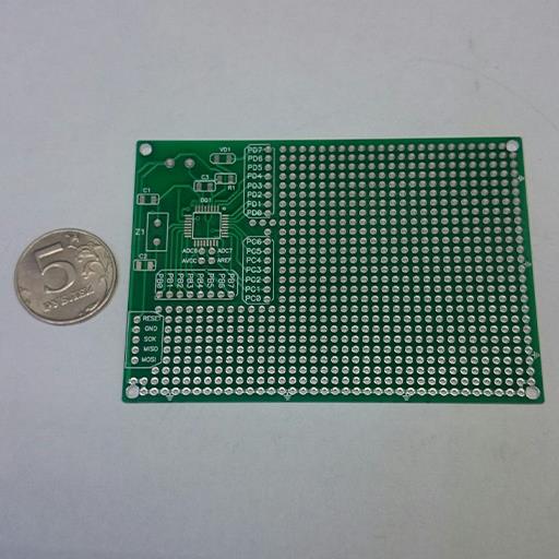Плата монтажная  PCB MD1 для QFP-32 ( ATMEGA48)