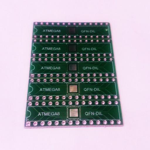 Плата монтажная  PCB для ATMEGA8/48/88/168  QFN / DIP (1 линейка на 5 переходников)