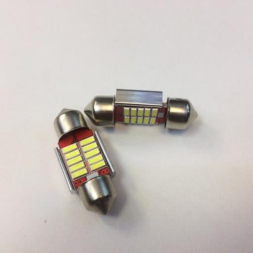 Автолампа салонная SV8.5 12V 31мм 4014*10шт 5500k белая с обманкой