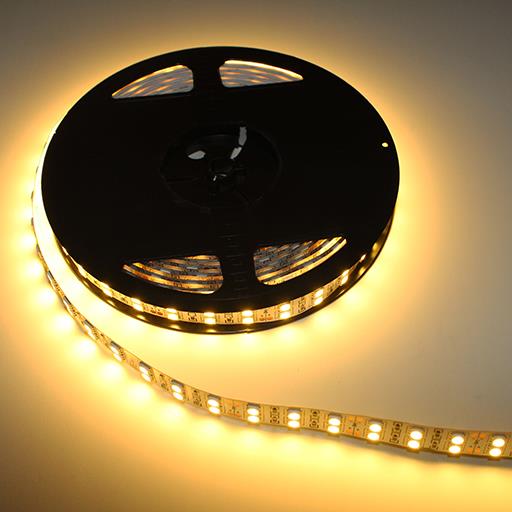 Светодиодная лента 12V 5050 WW 120 светод./м  28.8W   IP-33 (Теплый белый, двухрядная 15мм)