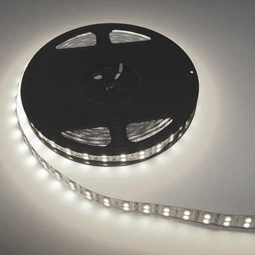 Светодиодная лента 12V 5050 CW 120 светод./м  28.8W   IP-33 (Холодный белый, двухрядная 15мм)