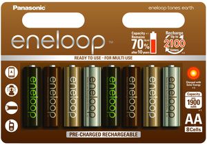 PANASONIC eneloop AA 1900mAh BK-3MCCE/8UE earth